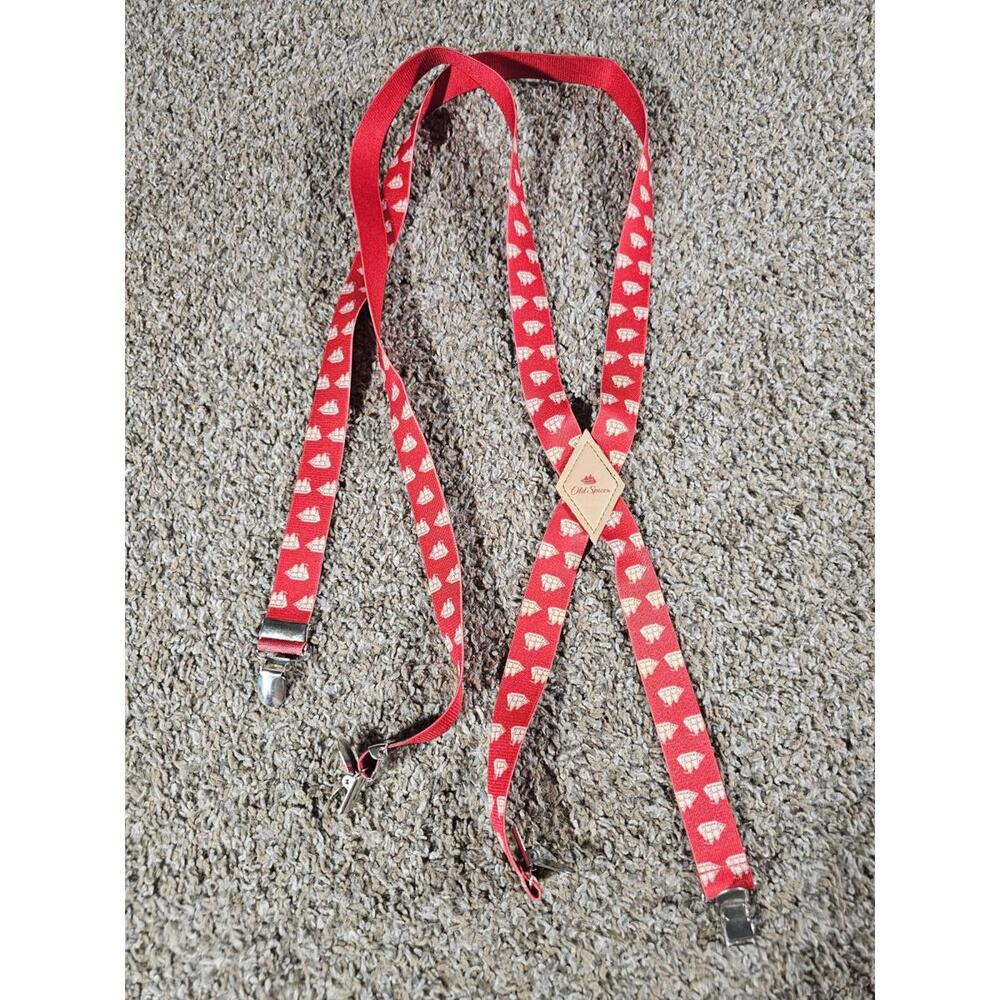 Old Spice Nautical Stretchy Red/White Belt Suspenders OSFA